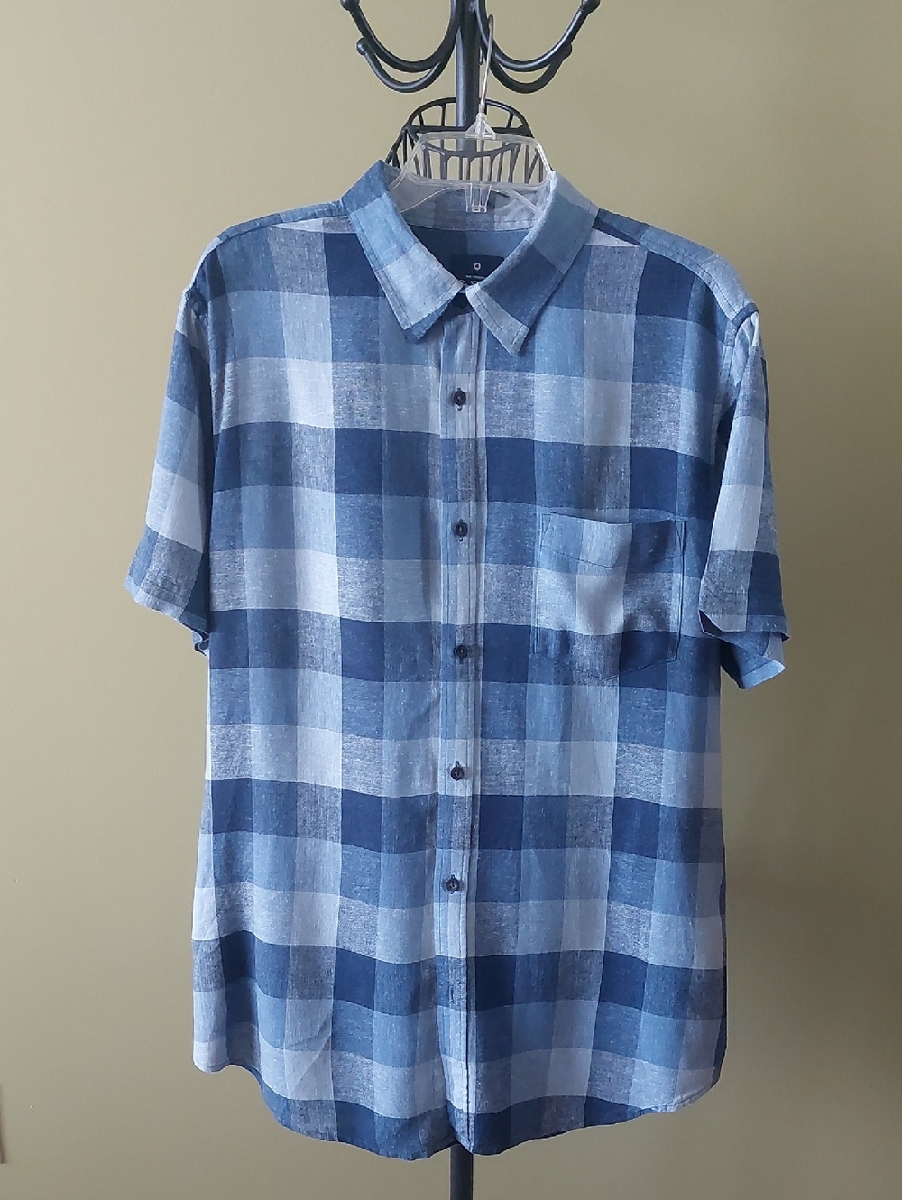 Ben Sherman Blue Plaid Short-Sleeve Button-Down Shirt